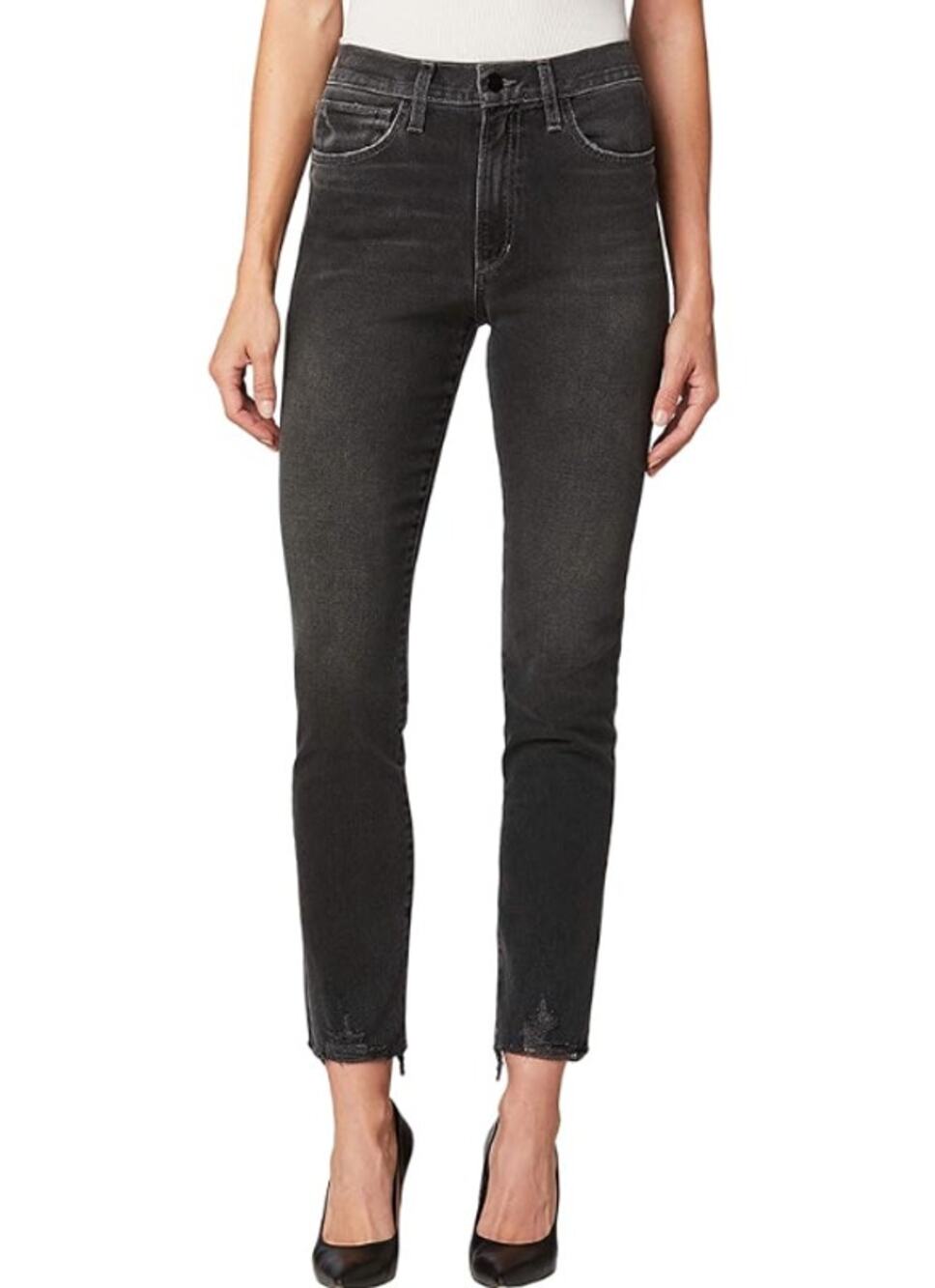 JOE'S Luna Jeans 23 Ravel Black Stretch High Rise Cigarette Ankle Chew Hem NWT